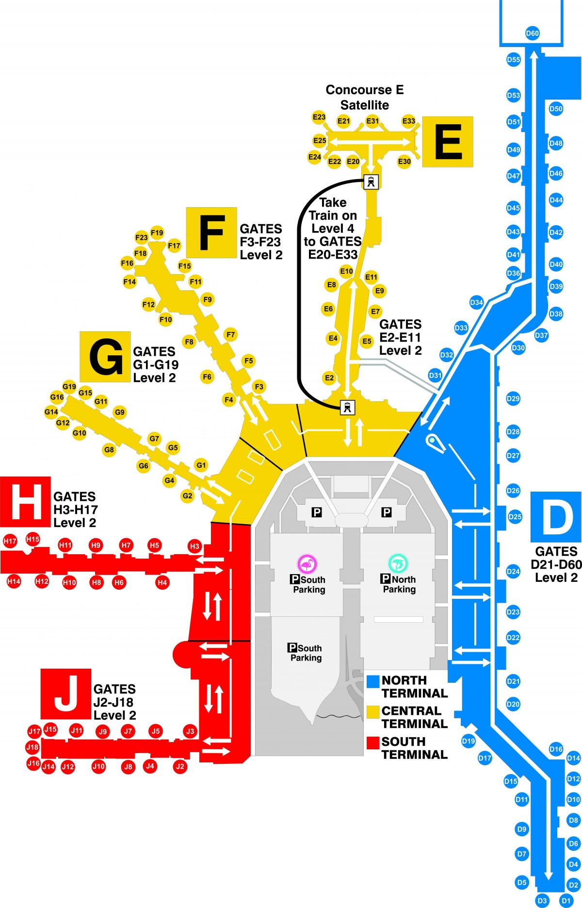 mapa del aeropuerto de Miami