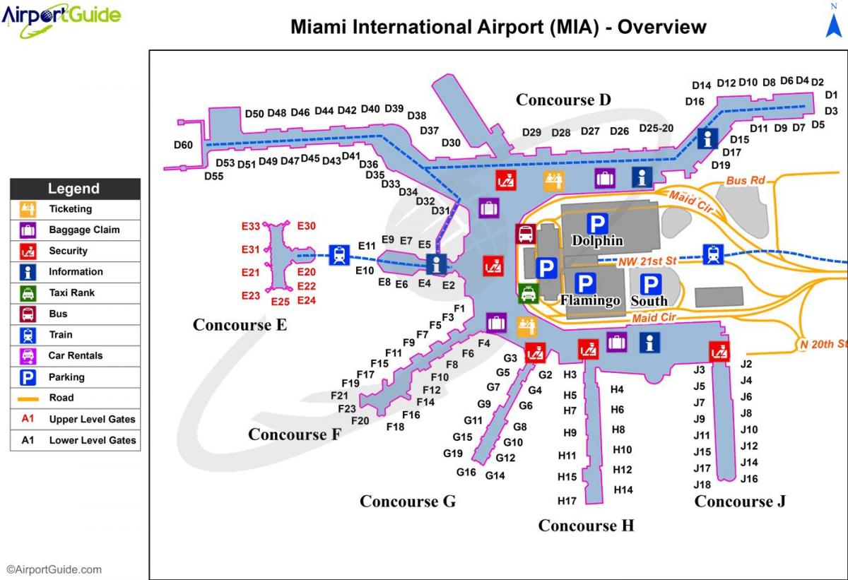 mapa de aeropuerto internacional de Miami