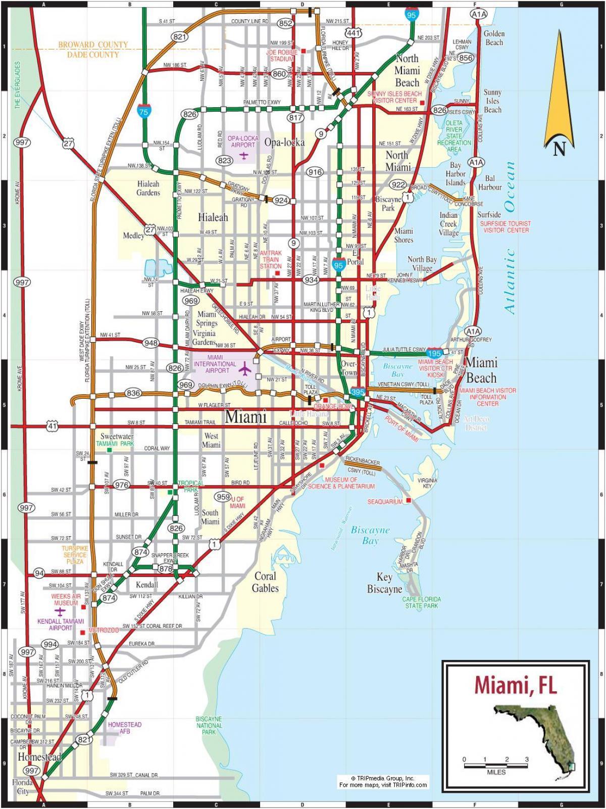 las carreteras de peaje en Miami mapa