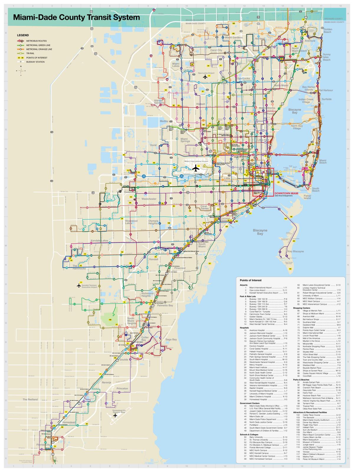Miami mapa de transporte público