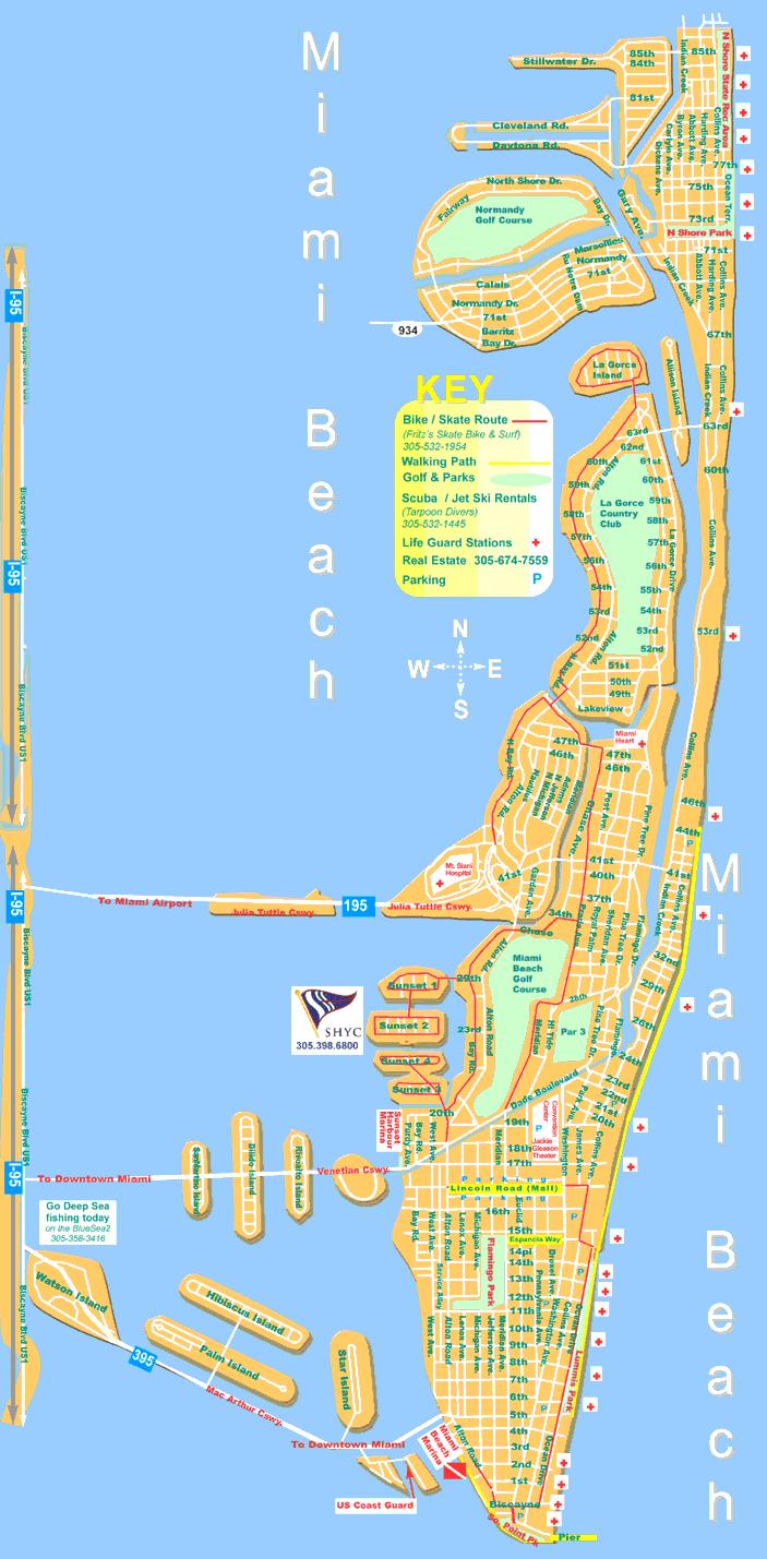 miami beach mapa - mapa de miami beach (florida - usa)