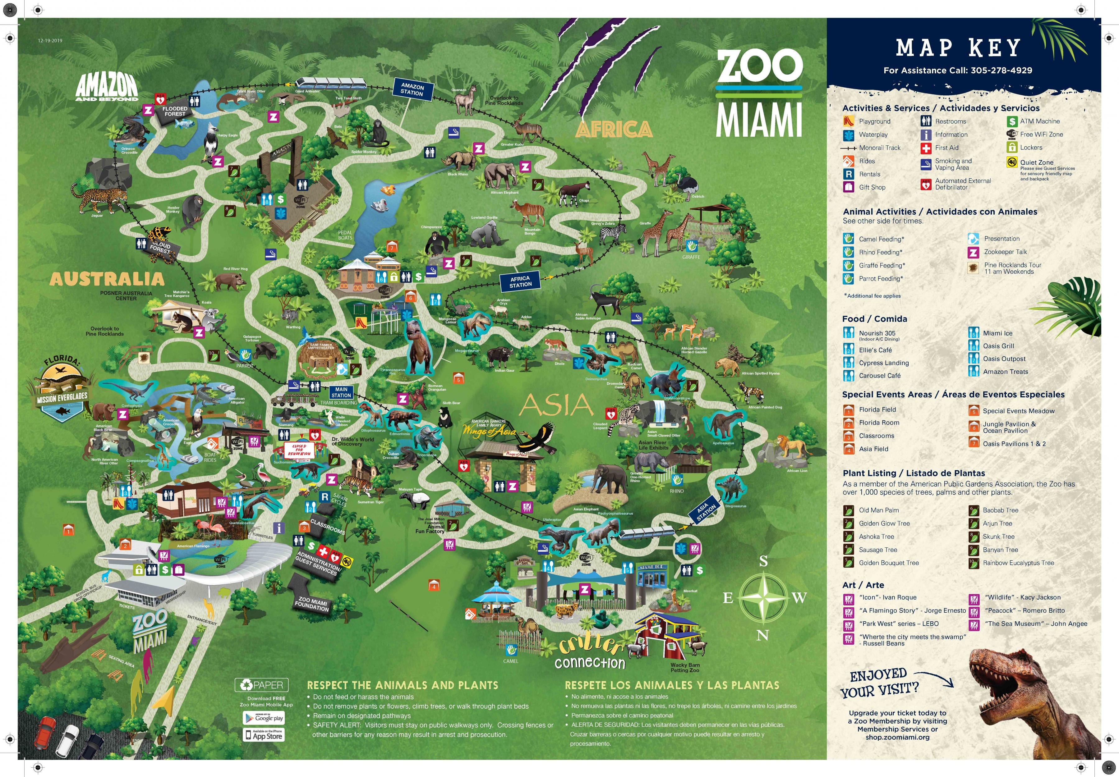 Miami mapas del zoo Zoo de Miami mapa (Florida USA)
