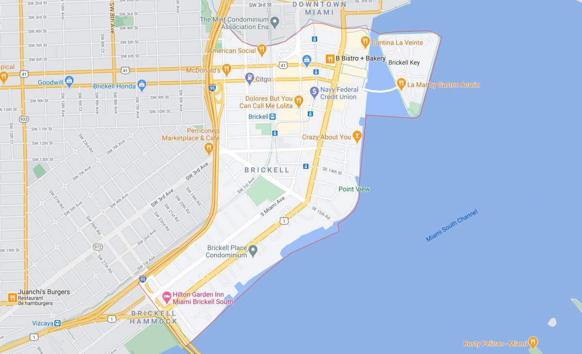mapa de Brickell de Miami