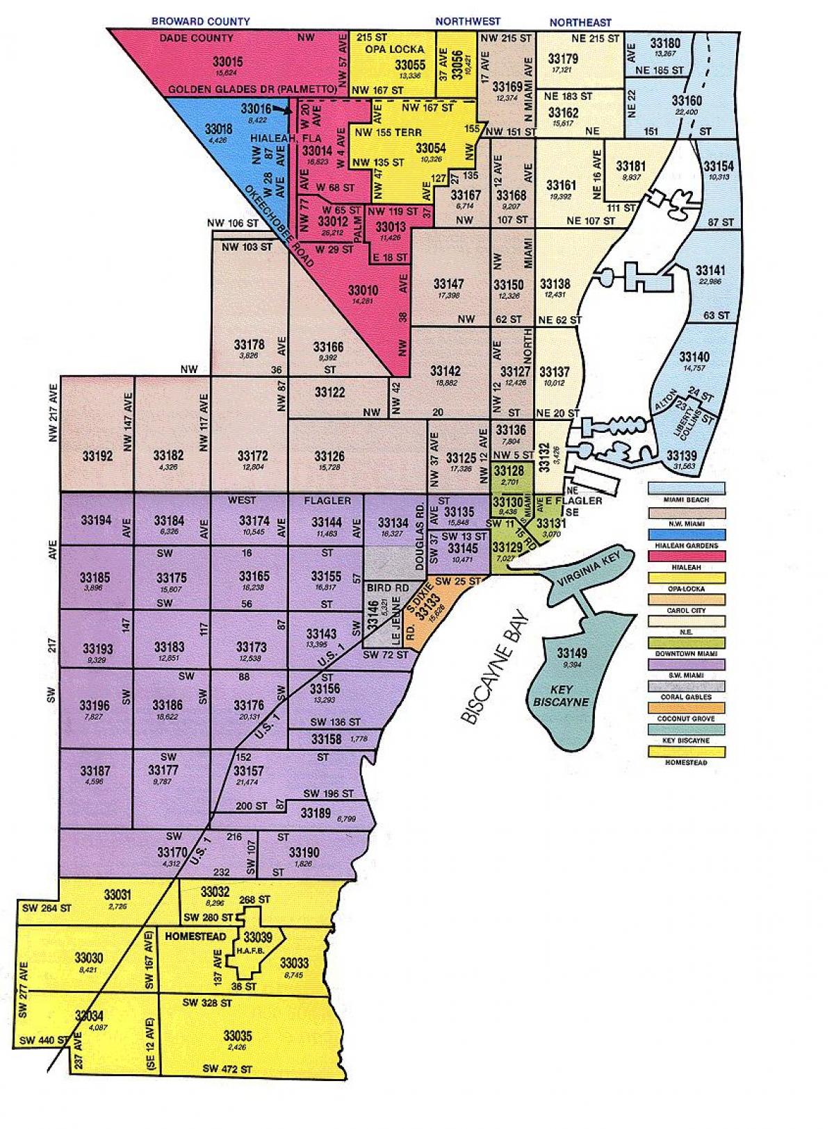 Miami, FL código postal mapa