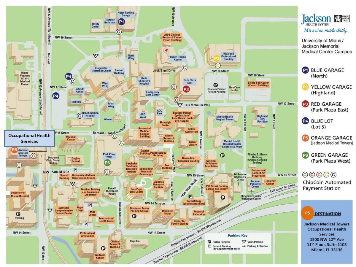 mapa de Jackson Memorial hospital
