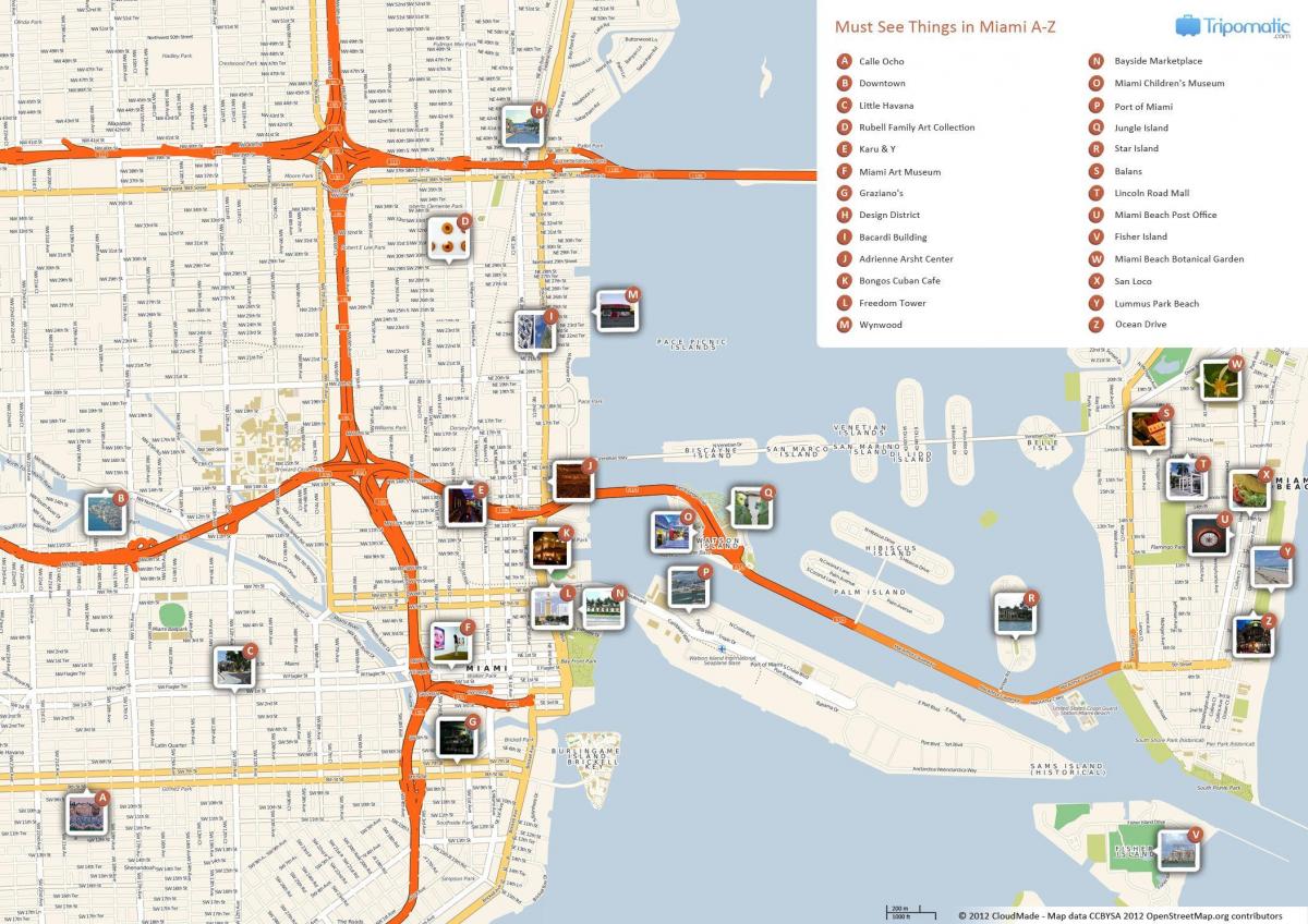 visita de la ciudad de Miami mapa