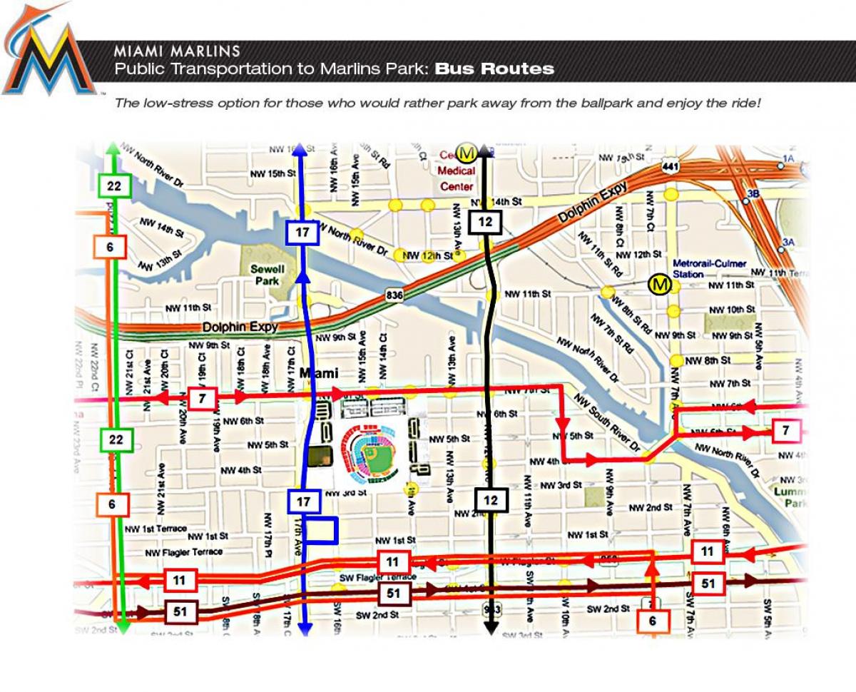 metrobus mapa de miami - miami metrobus mapa (florida - usa)