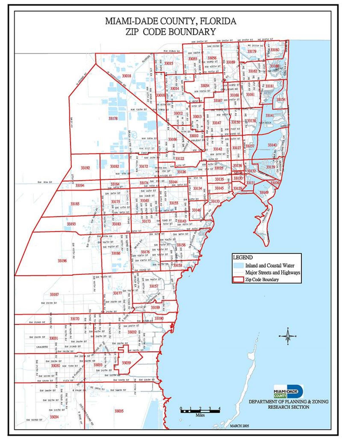 el código postal de Miami mapa