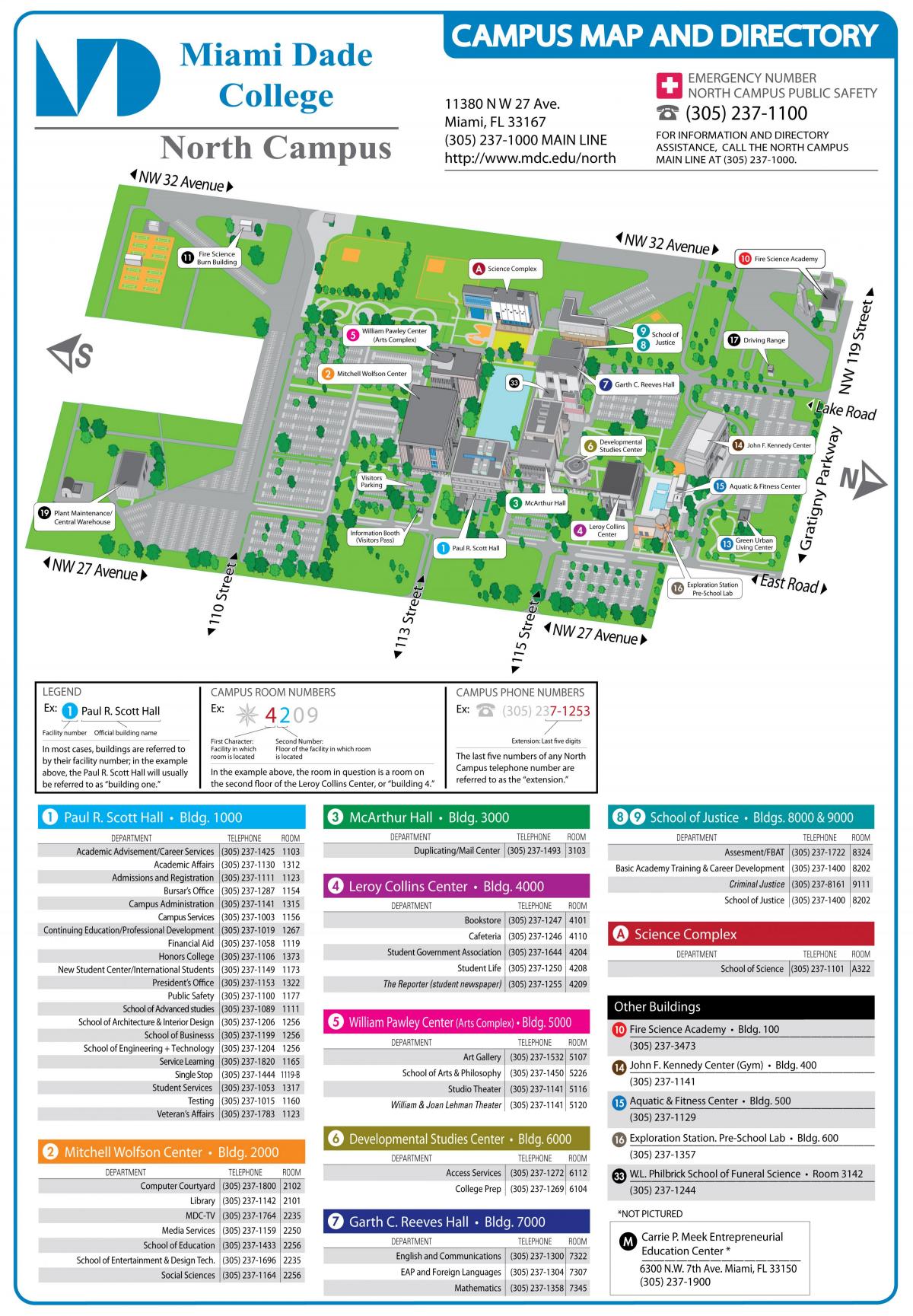 El Miami Dade college campus norte mapa