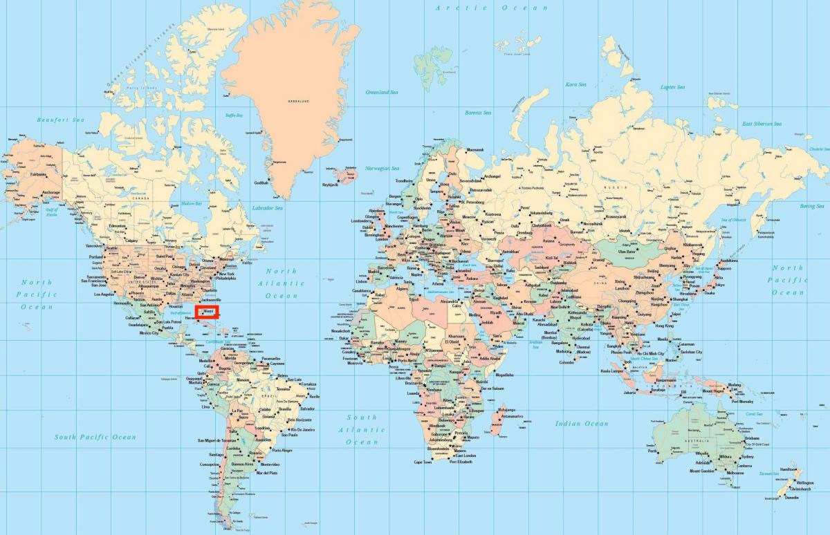 Miami ubicación en el mapa del mundo