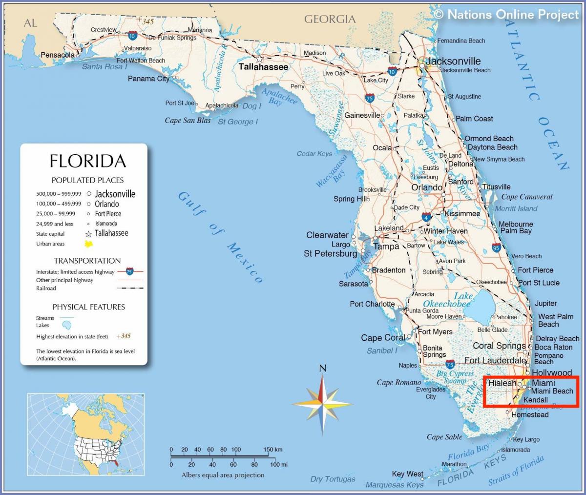 Miami en un mapa