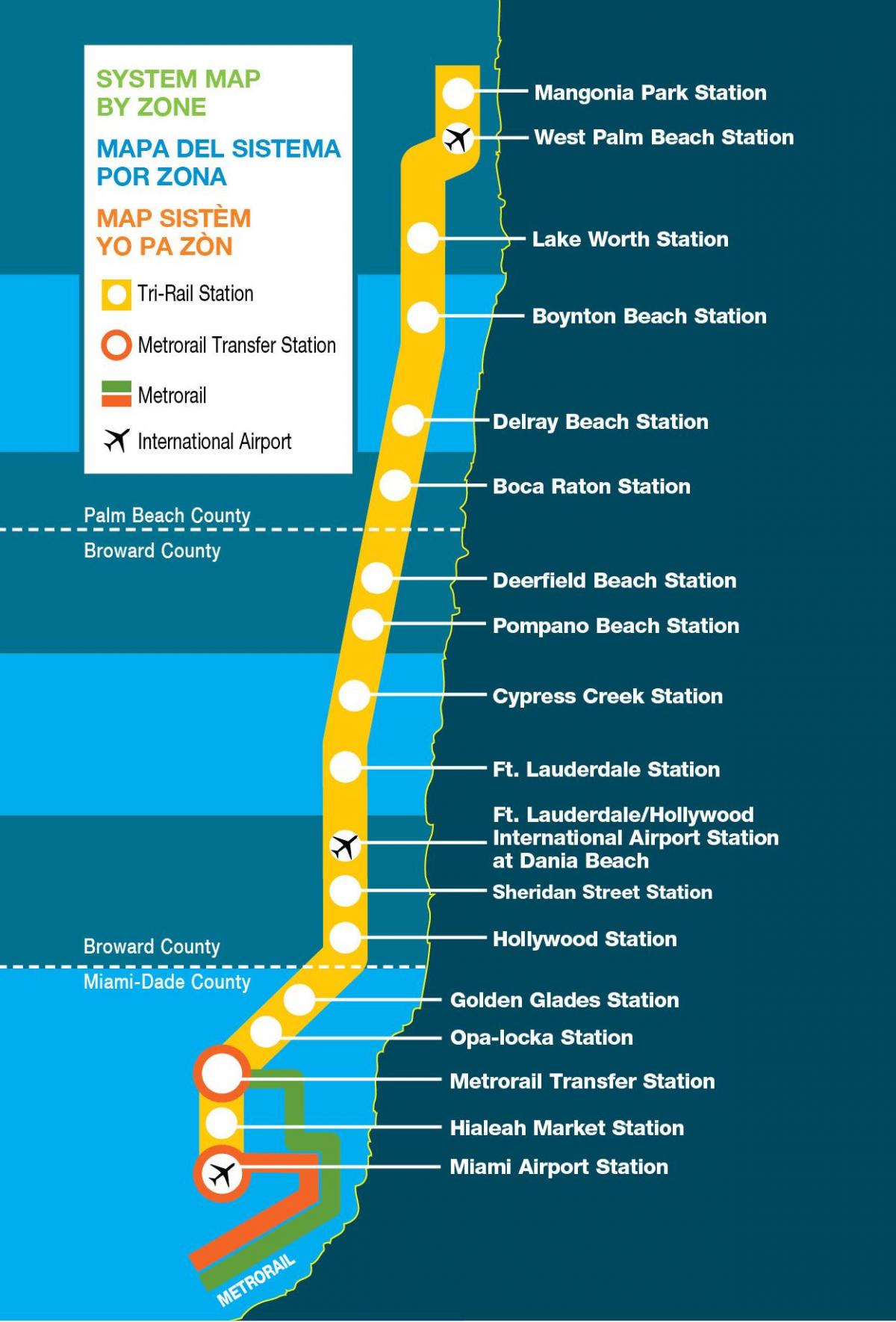 Miami TRI rail mapa